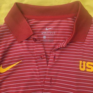 COPY - USC Striped Nike Dri-fit Polo Shirt NWT Cardinal and Gold in color Size